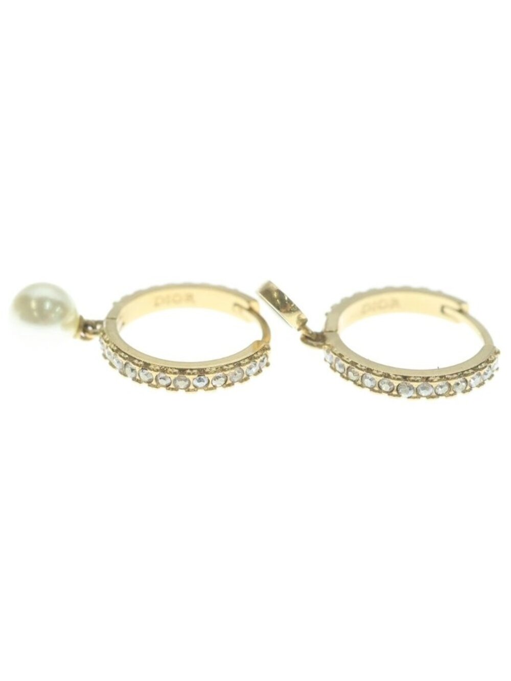 Dior Cdlogo Line Stone Earrings Gold - Picture 3 of 6